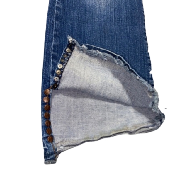 Vintage Y2K Younique Jeans Decorated Split Ankle Hem w/Love Print &Butterfly - Picture 3 of 3